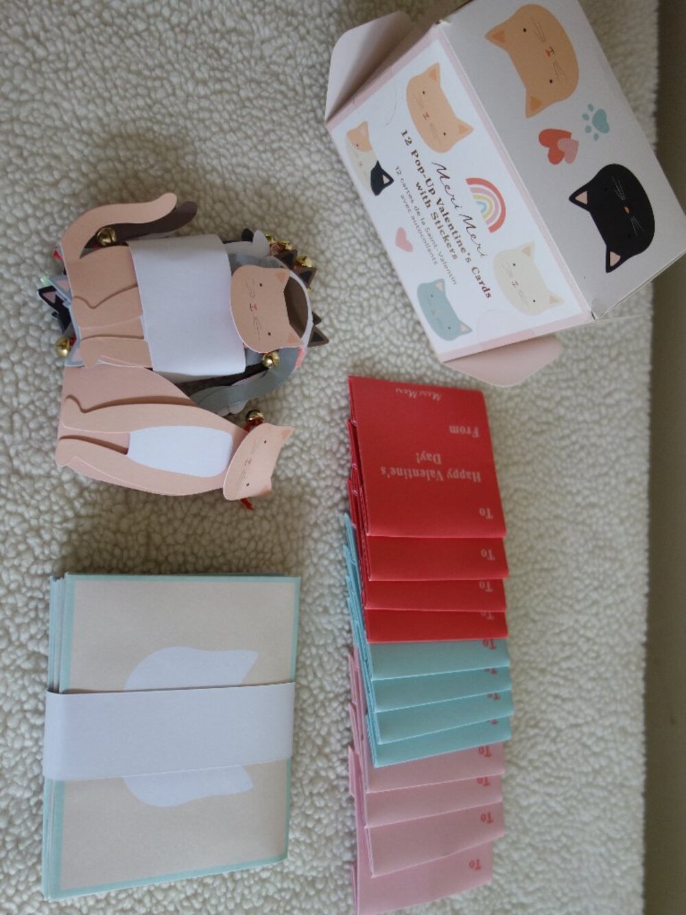 New Open Box – MERI MERI 12 Pop-Up Cat Valentine’s Cards w/ Stickers